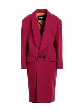DSQUARED2 Women's Magenta Double-Breasted Wool Coat